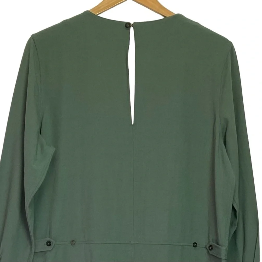 Billy Reid Long Sleeve V-Neck Jumpsuit in Forest Green - Picture 3 of 14